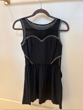 Parker Black Sleeveless Mini Dress with White Stitching